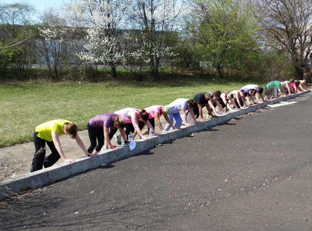 Outdoor exercise with personal trainer